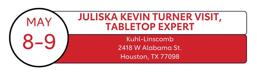 May 8-9 | Juliska Kevin Turner Visit, Tabletop Expert| Kuhl-Linscomb
2418 W Alabama St.
Houston, TX 77098
